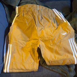 adidas Gold Sweatpants with White Stripes